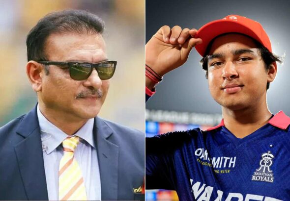 Vaibhav hits a huge six to Shastri