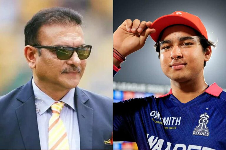 Vaibhav hits a huge six to Shastri