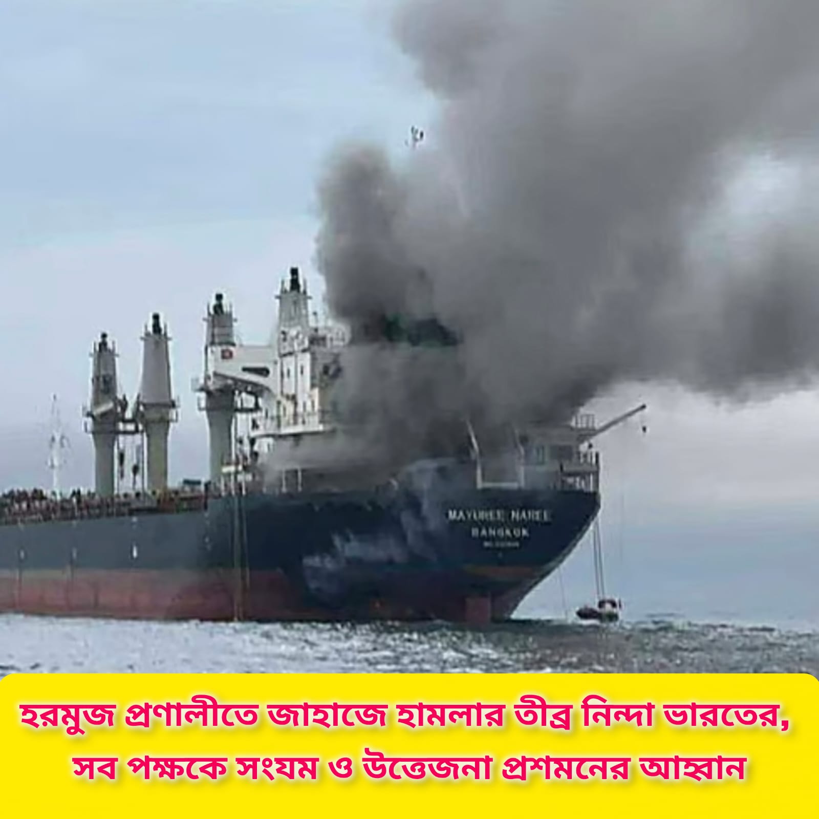 হরমুজ প্রণালীতে জাহাজে হামলার নিন্দা ভারতের, সংযমের আহ্বান