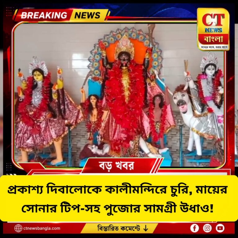 প্রকাশ্য দিবালোকে কালীমন্দিরে চুরি, মায়ের সোনার টিপ-সহ পুজোর সামগ্রী উধাও