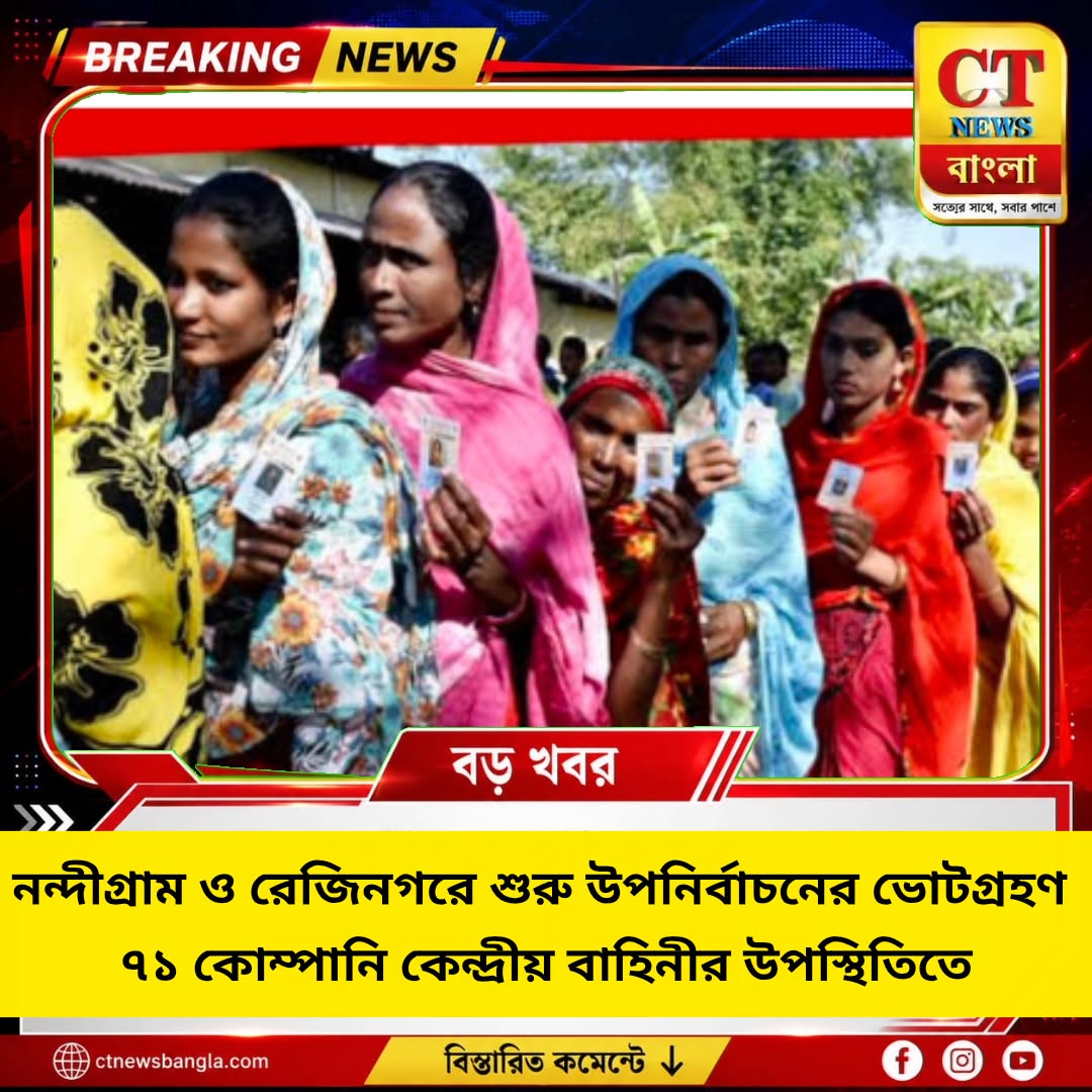 নন্দীগ্রাম-রেজিনগরে উপনির্বাচনের ভোটগ্রহণ শুরু, মোতায়েন ৭১ কোম্পানি কেন্দ্রীয় বাহিনী