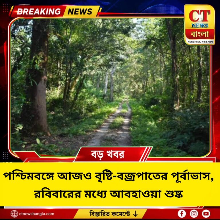 পশ্চিমবঙ্গে আজও বৃষ্টি-বজ্রপাত, রবিবারের মধ্যে আবহাওয়া শুষ্ক হওয়ার পূর্বাভাস