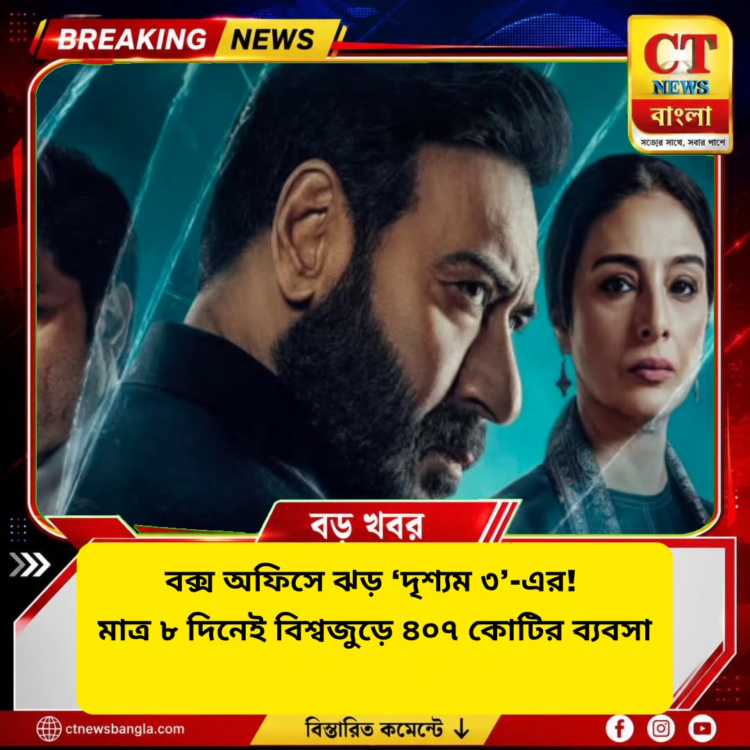 Drishyam 3 Box Office Collection: ৮ দিনেই ৪০৭ কোটি আয়ের দাবি